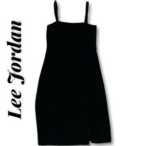 vintage black velvet sleeveless Lee Jordan union made dress size 10